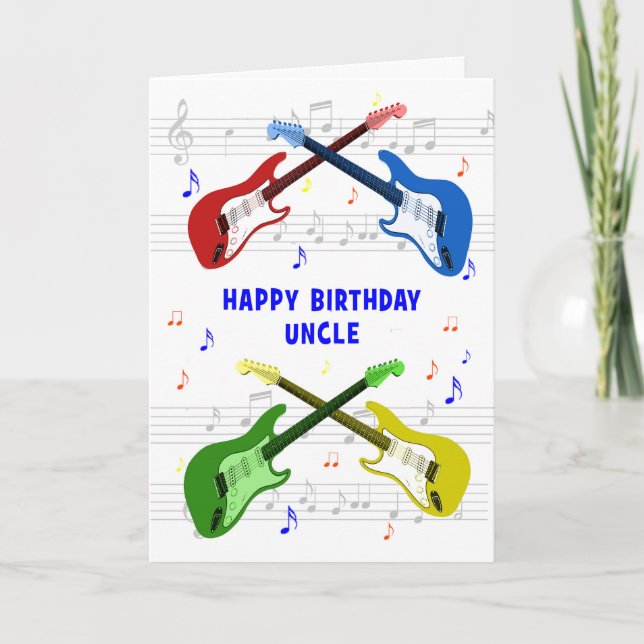 Tarjeta de cumpleaños Uncle Guitars (Anverso)