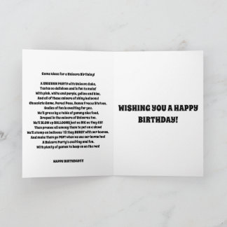 Tarjeta de cumpleaños UNICORN para niños divertido