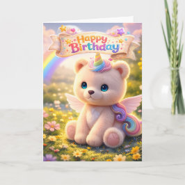Tarjeta de cumpleaños unicornio osito de peluche
