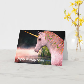 Tarjeta De Cumpleaños Unicornio Y Mist Fantasy