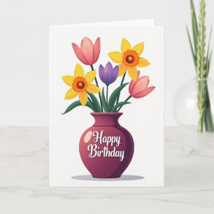Tarjeta de cumpleaños Vase Bloom