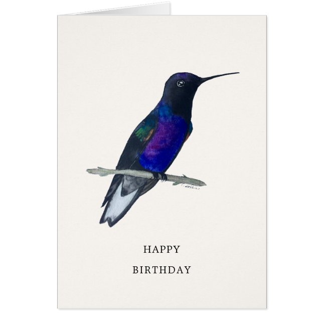 Tarjeta de cumpleaños Velvet-Purple Coronet Hummin (Frente)