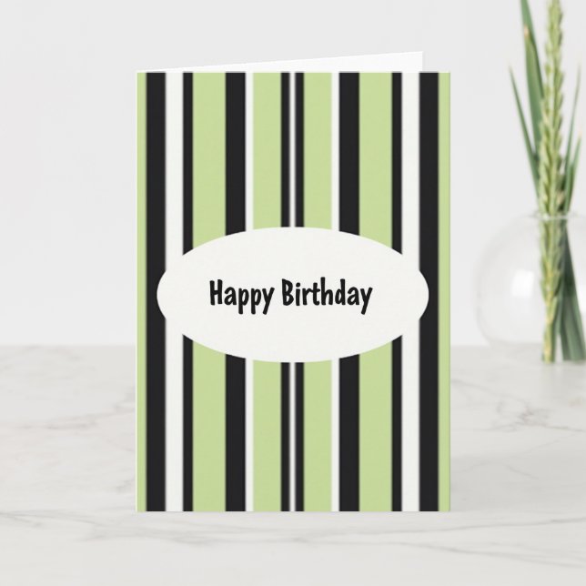 Tarjeta de cumpleaños verde a rayas (Anverso)