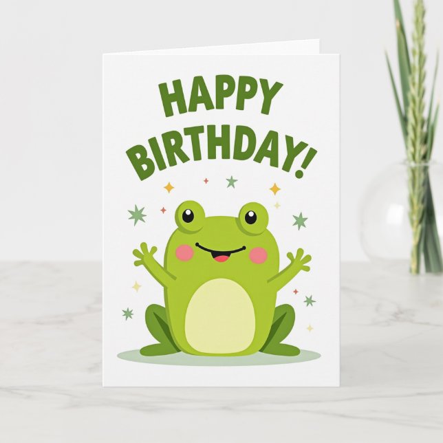 Tarjeta de cumpleaños verde alegre (Anverso)