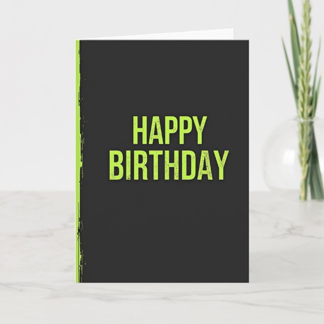 Tarjeta de cumpleaños verde audaz (Anverso)