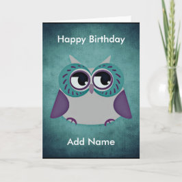 Tarjeta de cumpleaños verde azulada y púrpura Pers