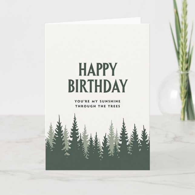 Tarjeta de cumpleaños verde bosque (Anverso)