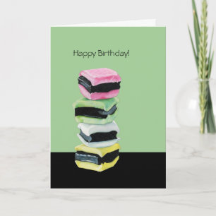 Tarjeta de cumpleaños verde de Licorice Allkind