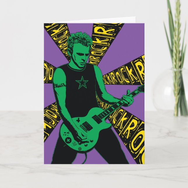 Tarjeta de cumpleaños verde de Rockin (Anverso)