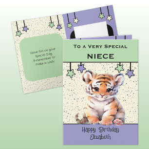 Tarjeta de cumpleaños verde especial para niños ti