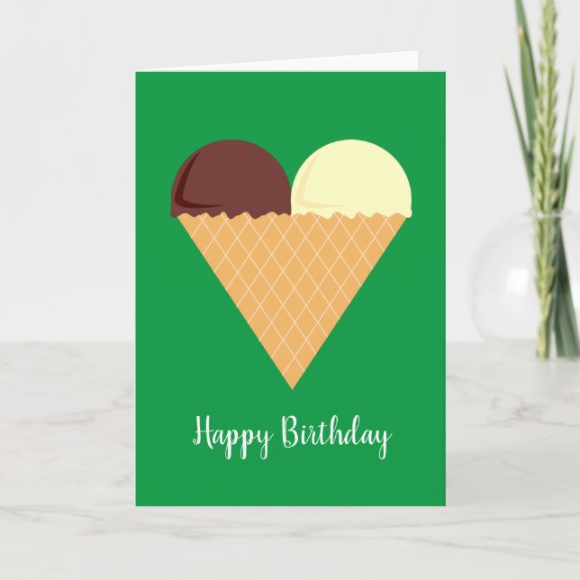 Tarjeta de cumpleaños verde Ice-Cream de la marca  (Anverso)