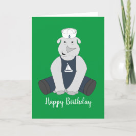 Tarjeta de cumpleaños verde illusima Sailor Rhino