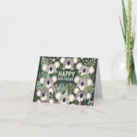 Tarjeta de cumpleaños verde Koala