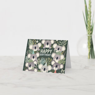 Tarjeta de cumpleaños verde Koala