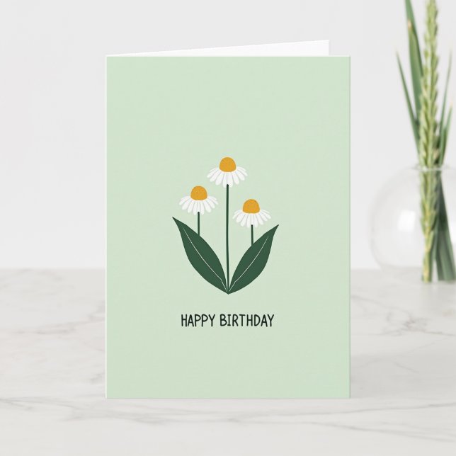 Tarjeta de cumpleaños verde menta flor dulce (Anverso)