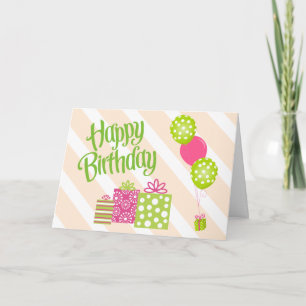 Tarjeta de cumpleaños verde y tinta especial para