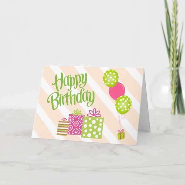 Tarjeta de cumpleaños verde y tinta especial para  (Anverso)