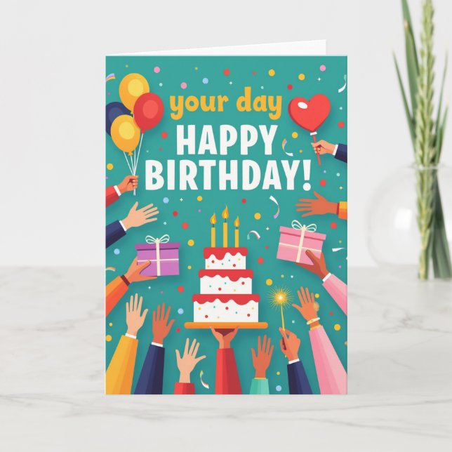 Tarjeta de cumpleaños Vibrant Hands (Anverso)