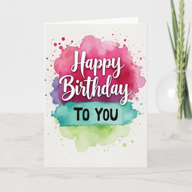 Tarjeta de cumpleaños Vibrant Wash (Anverso)