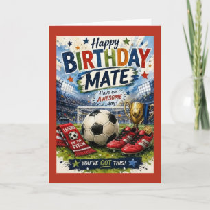 tarjeta de cumpleaños vibrante de fútbol para el D