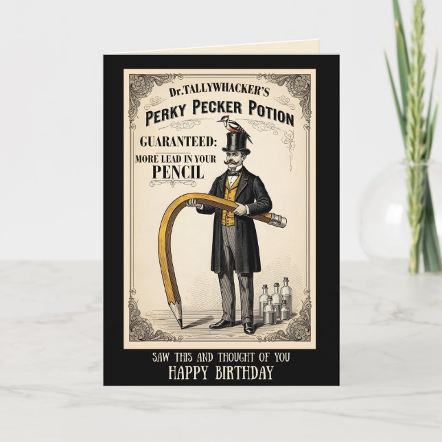 Tarjeta de cumpleaños victoriana divertida (Anverso)