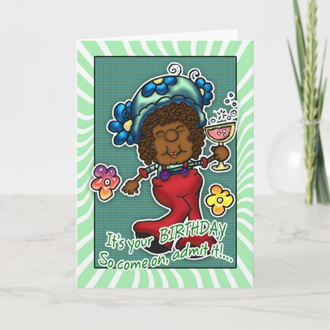 Tarjeta de cumpleaños - vino de señora With A (Anverso)
