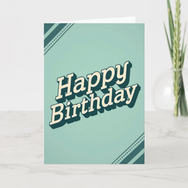 Tarjeta de cumpleaños vintage aqua (Anverso)