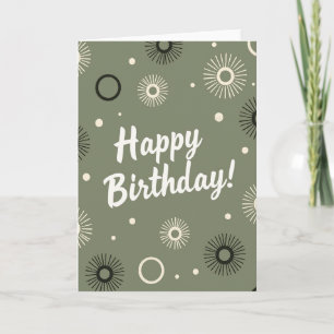 Tarjeta de cumpleaños vintage con patrón de salvia