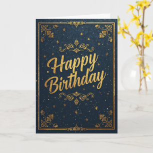 Tarjeta de cumpleaños vintage dorada de la Marina