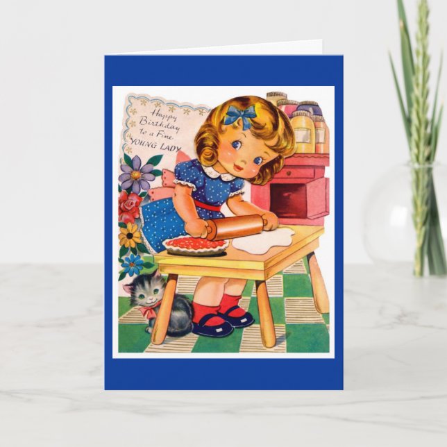 Tarjeta de cumpleaños vintage para niños (Anverso)