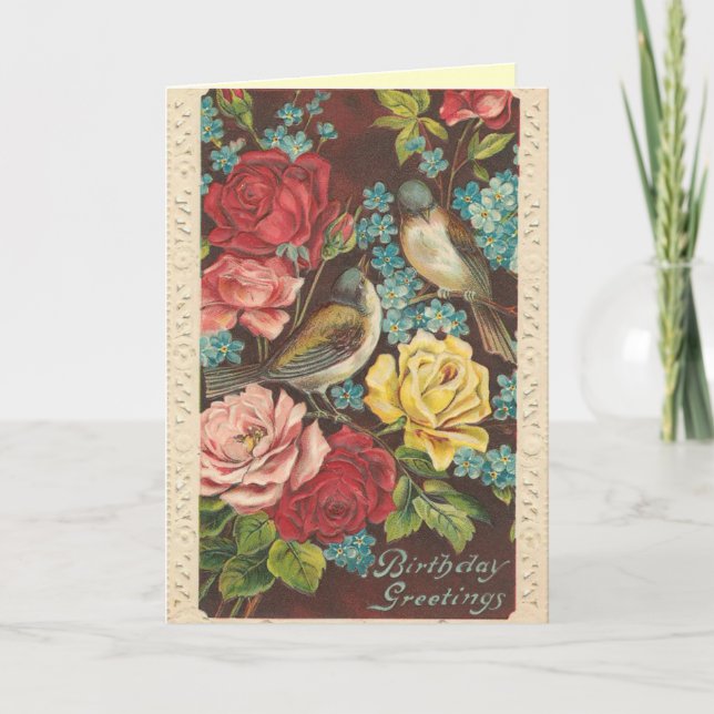 Tarjeta de cumpleaños vintage para un Chica (Anverso)