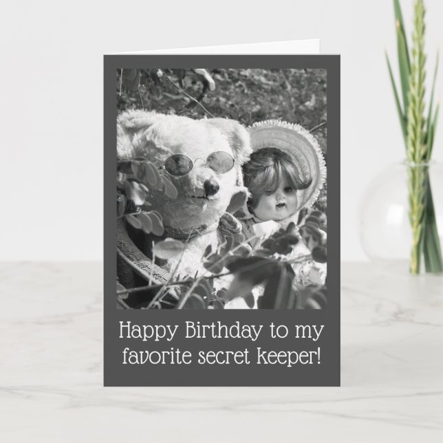 Tarjeta de cumpleaños | Vintage Teddy Bear and Dol (Anverso)