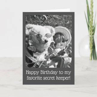 Tarjeta de cumpleaños | Vintage Teddy Bear and Dol