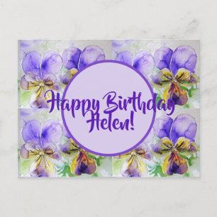 Tarjeta de cumpleaños Viola floral señoras Nombre