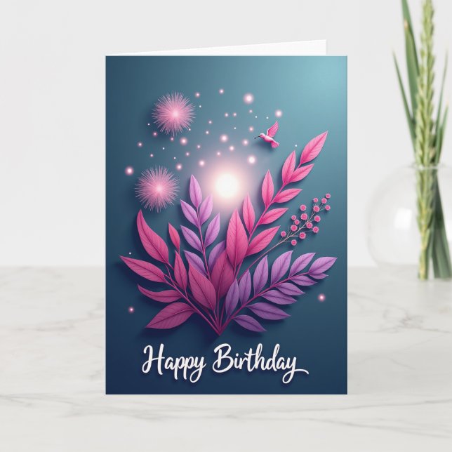 Tarjeta de cumpleaños Violet Bloom (Anverso)
