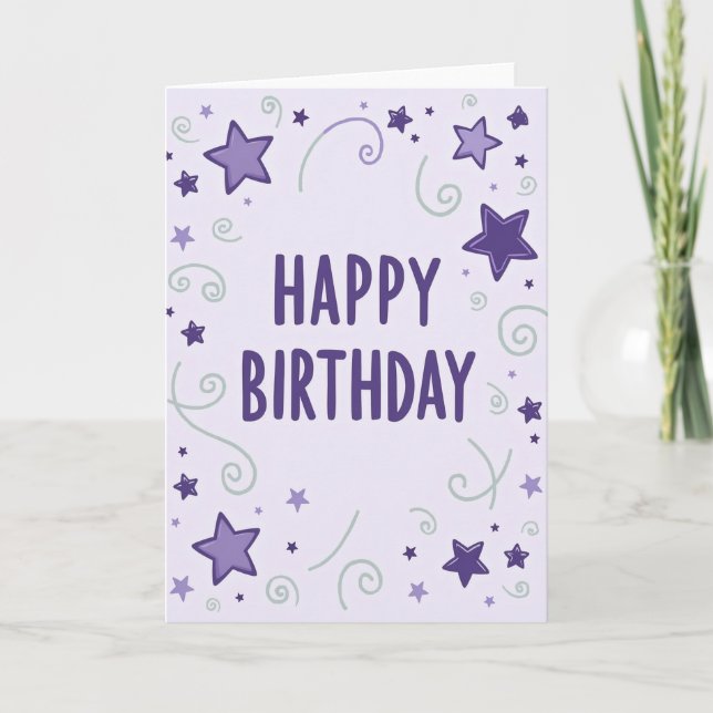 Tarjeta de cumpleaños Violet Celestial (Anverso)