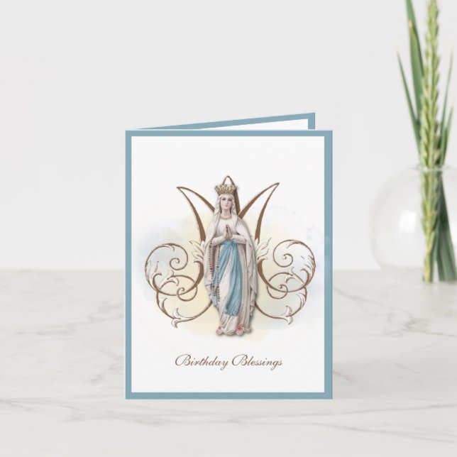 Tarjeta de cumpleaños Virgen María Lourdes (Anverso)