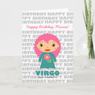 Tarjeta de cumpleaños Virgo Zodiac Rótulo