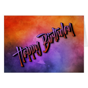 Tarjeta de cumpleaños Vivid Abstract Flame Red and