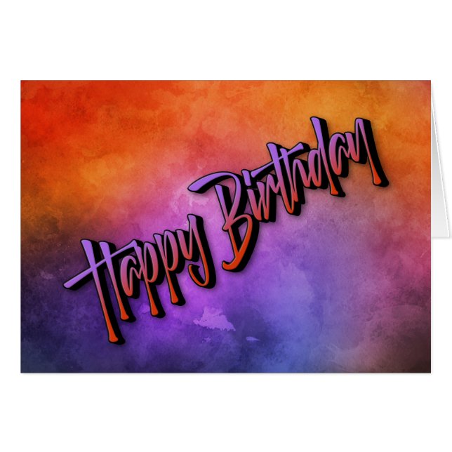 Tarjeta de cumpleaños Vivid Abstract Flame Red and (Anverso (Horizontal))