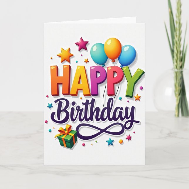 Tarjeta de cumpleaños Vivid Block (Anverso)