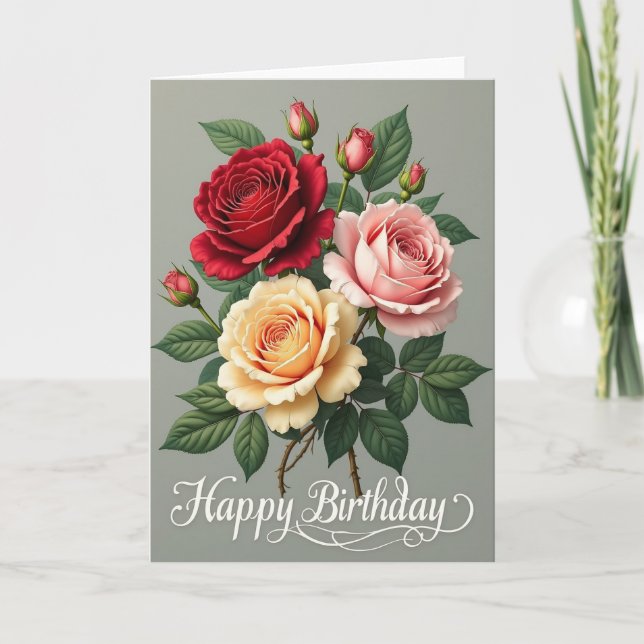Tarjeta de cumpleaños Vivid Petal (Anverso)