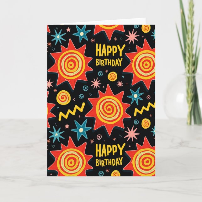 Tarjeta de cumpleaños Vivid Starburst (Anverso)
