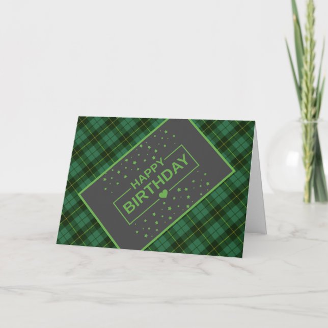 Tarjeta de cumpleaños Wallace Green Tartan (Anverso)