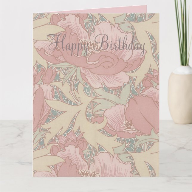Tarjeta de cumpleaños Walter Crane Flowers (Anverso)