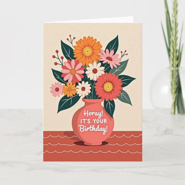 Tarjeta de cumpleaños Warm Blooms (Anverso)