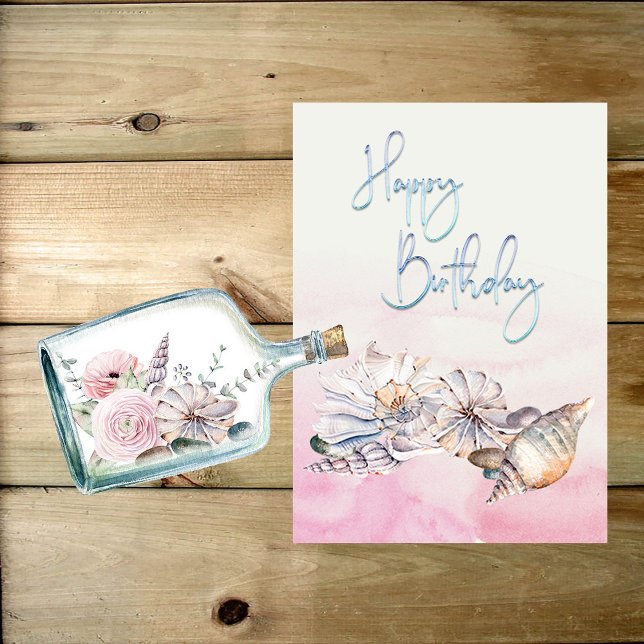 Tarjeta de cumpleaños Watercolor Beach (Subido por el creador)