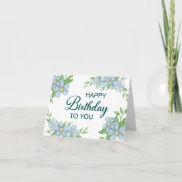 Tarjeta de cumpleaños Watercolor Blue Flower