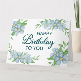 Tarjeta de cumpleaños Watercolor Blue Flower