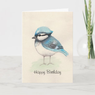 Tarjeta de cumpleaños Watercolor Bluejay